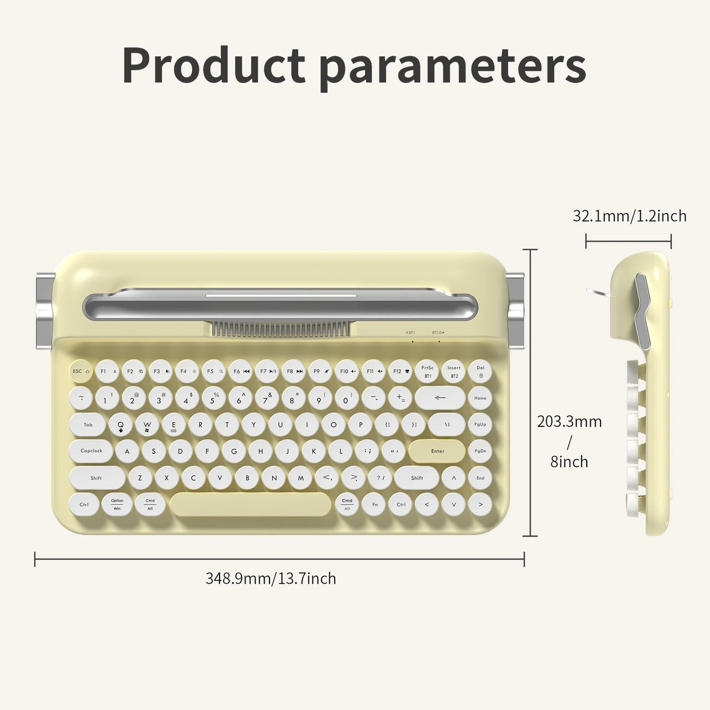 Rodaca™ Aesthetic Retro Typewriter Keyboard - Multi-Device Bluetooth