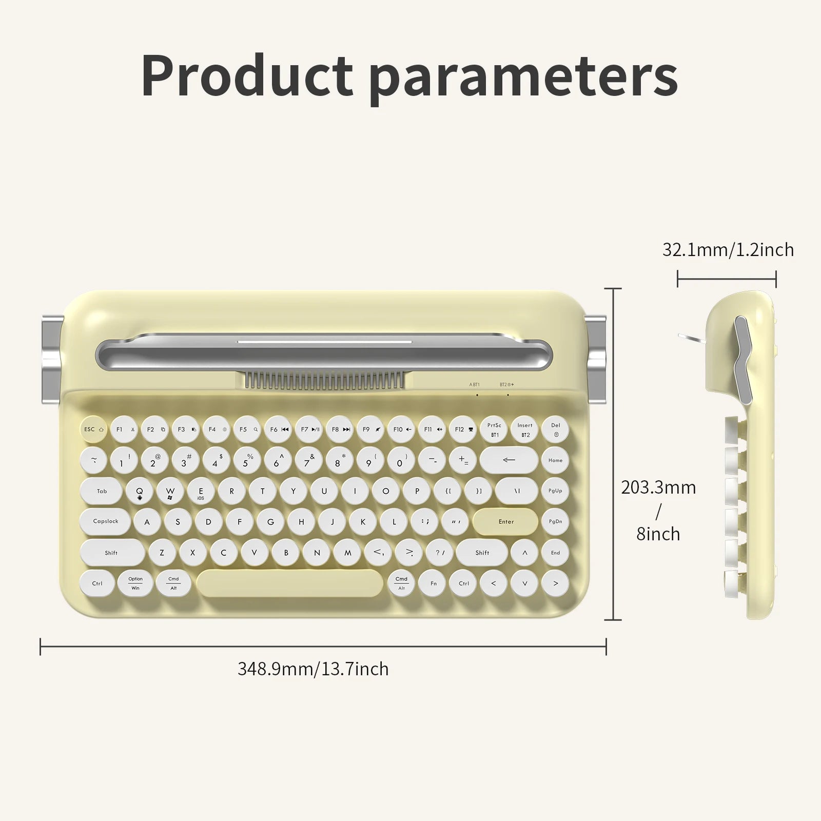Rodaca™ Aesthetic Retro Typewriter Keyboard - Multi-Device Bluetooth