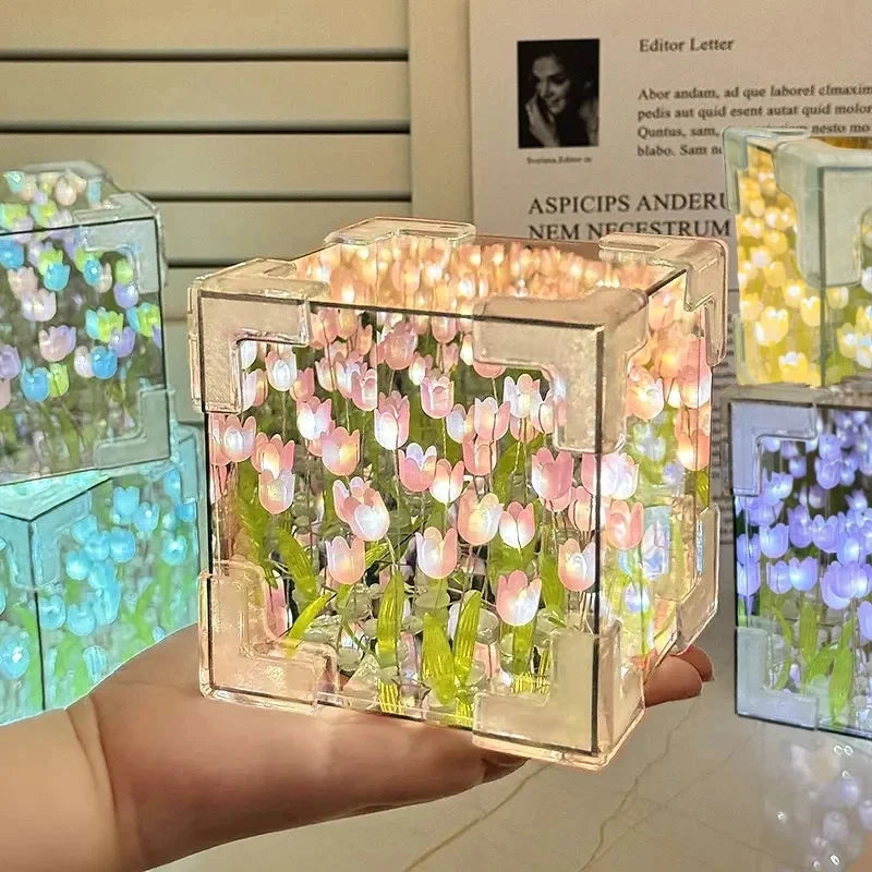 Rodaca™ Infinity Tulip Cube - Veilleuse Miroir Magique (Kit DIY)