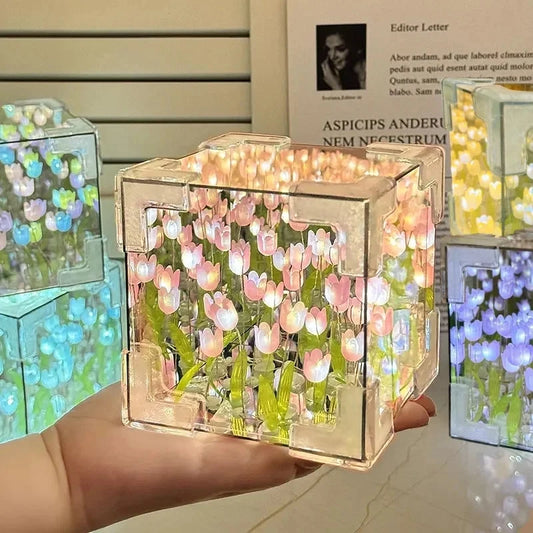 Rodaca™ Infinity Tulip Cube - Veilleuse Miroir Magique (Kit DIY)