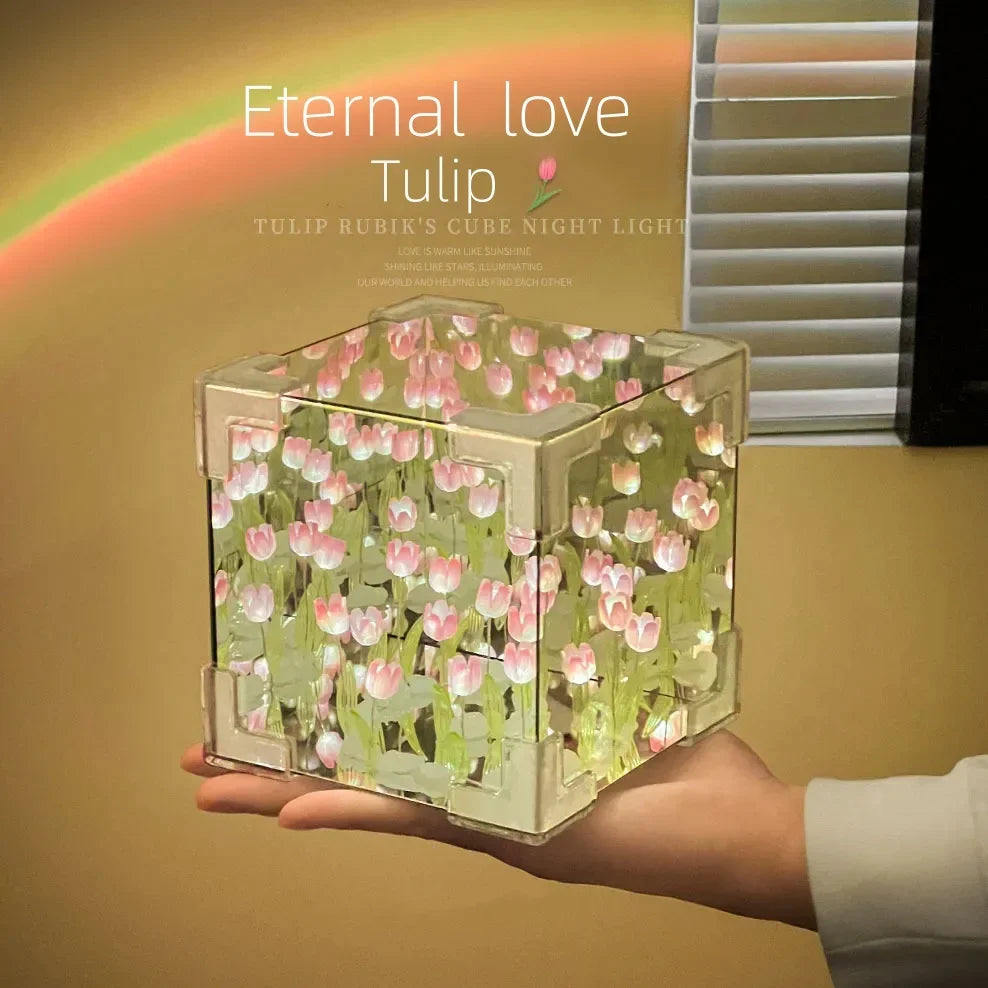 Rodaca™ Infinity Tulip Cube - Veilleuse Miroir Magique (Kit DIY)