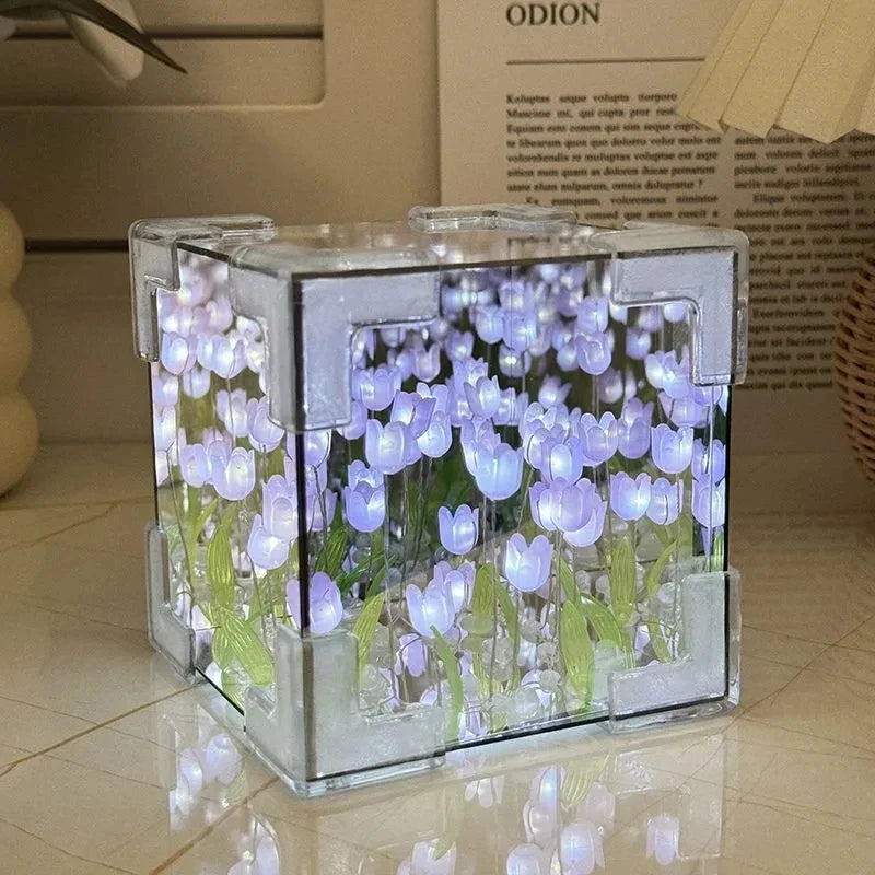 Rodaca™ Infinity Tulip Cube - Veilleuse Miroir Magique (Kit DIY)