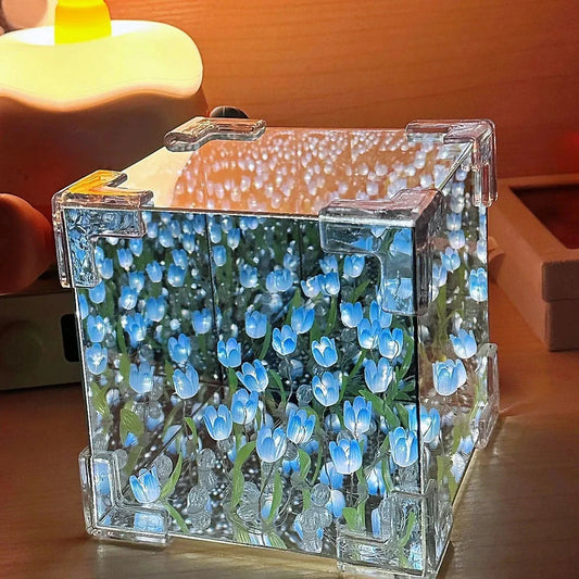 Rodaca™ Infinity Tulip Cube - Veilleuse Miroir Magique (Kit DIY)